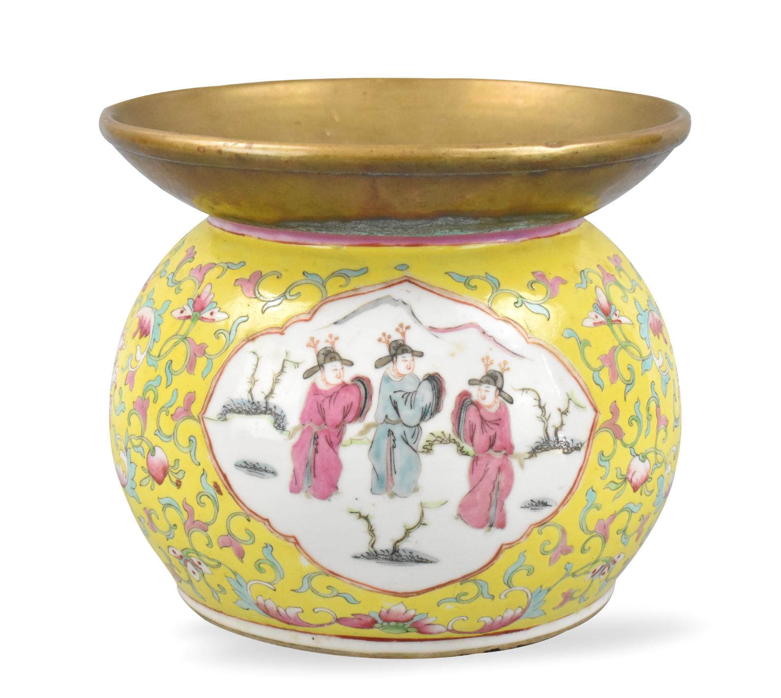 Appraisal: A Chinese yellow famille rose spittoon dating from the th