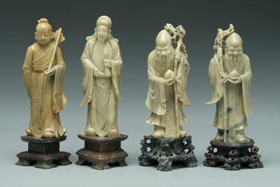 Appraisal: Four Chinese carved stone figures two of the Eight Immortals