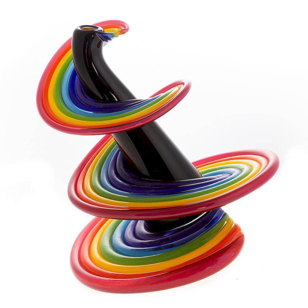 Appraisal: Vitrix Studio Heechee Spiral Glass Sculpture rainbow glass abstract sculpture