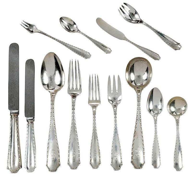 Appraisal: Tiffany Marquise Sterling Flatware Pieces American th century including twelve