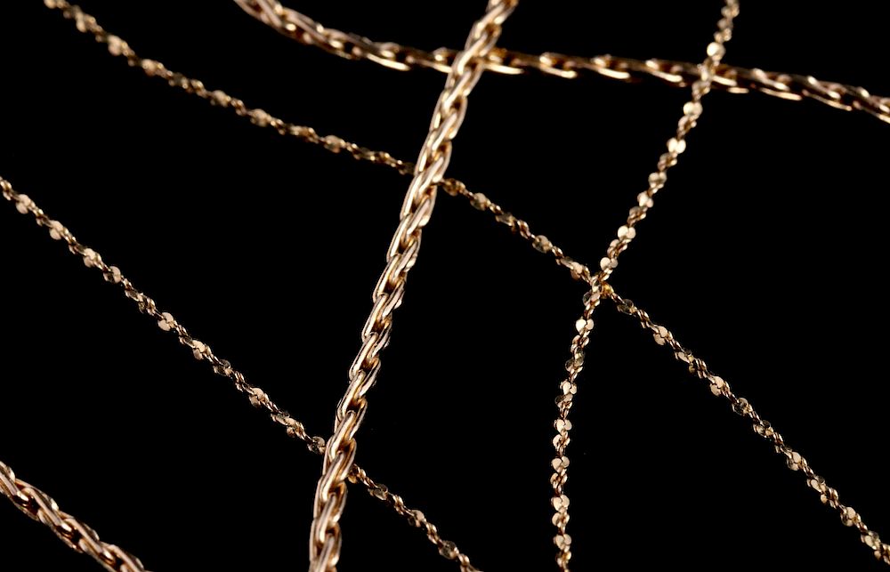 Appraisal: TWO CONTEMPORARY K GOLD NECKLACE CHAINS Marked k near each