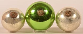 Appraisal: Antique Blown Glass Ball Form German Kugels Three Antique Blown