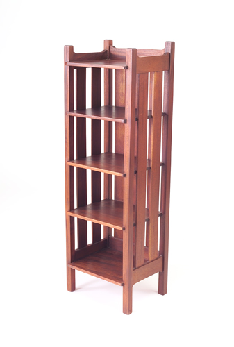 Appraisal: STICKLEY BROTHERS Mahogany magazine stand with slatted back and sides