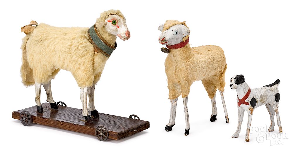 Appraisal: Stick leg sheep pull toy etc Stick leg sheep pull