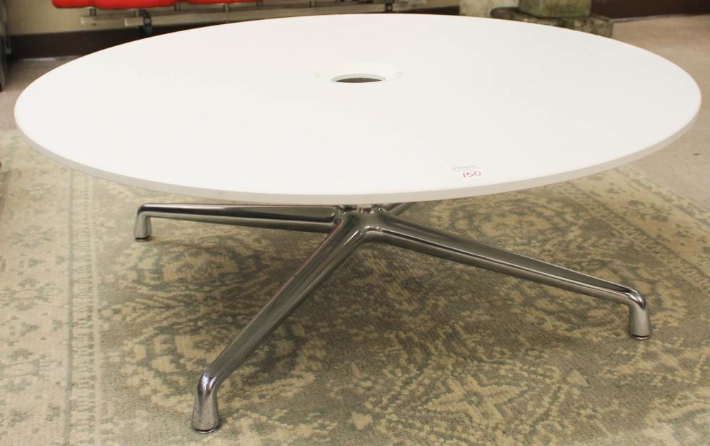 Appraisal: ROUND MCM STYLE SW COFFEE TABLE Scott Wilson design for