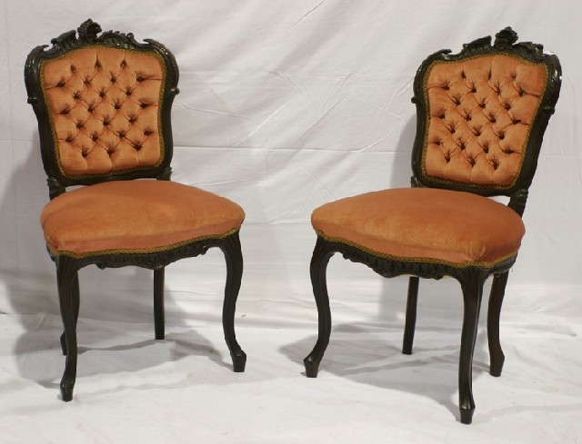 Appraisal: A pair of Louis XV style mahogany occasional chairs upholstered