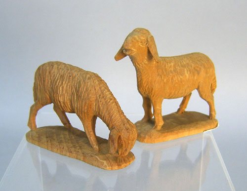 Appraisal: Two carved sheep by John G Lewars Reading PA h