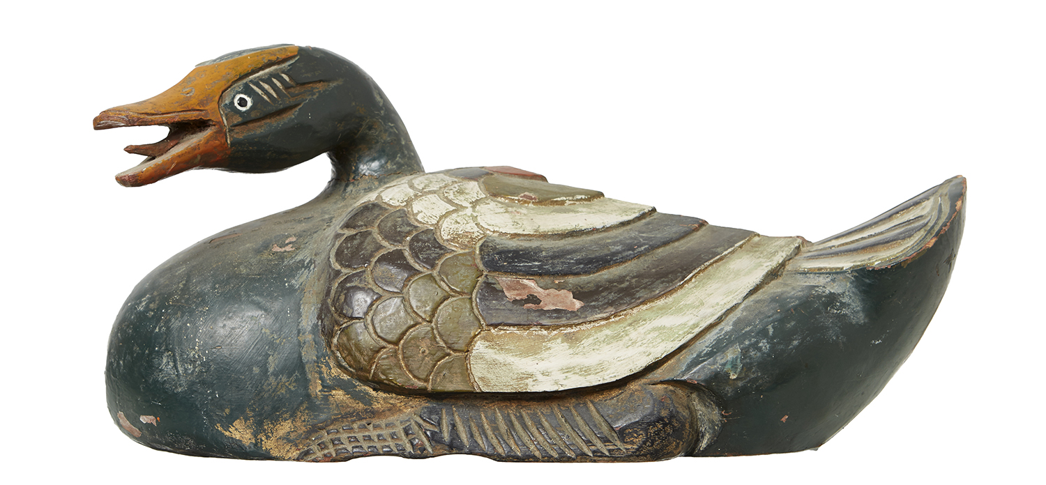 Appraisal: A LARGE TH CENTURY SOUTH INDIAN POLICHROME PAINTED DUCK Modelled