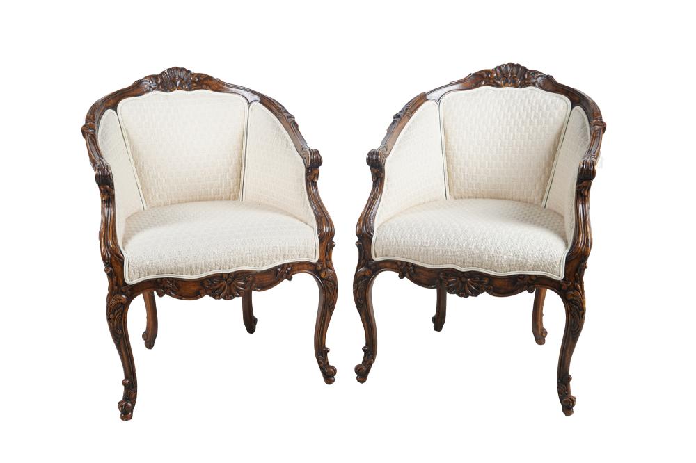 Appraisal: FOUR FRENCH PROVINCIAL STYLE UPHOLSTERED BERGERESCondition upholstery in very good