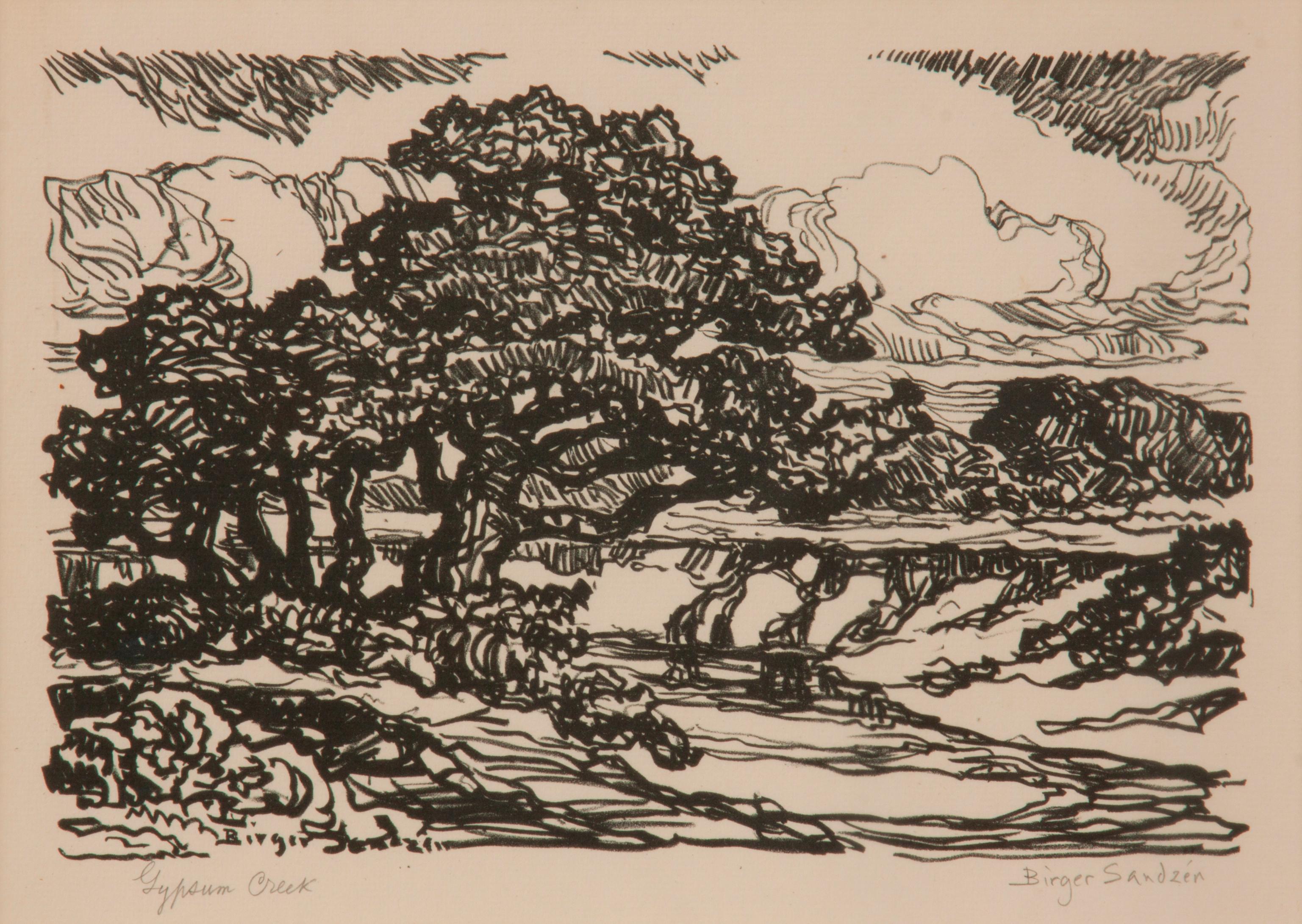 Appraisal: BIRGER SANDZEN 'GYPSUM CREEK' PENCIL-SIGNED LITHOGRAPH Birger Sandzen Swedish-American -