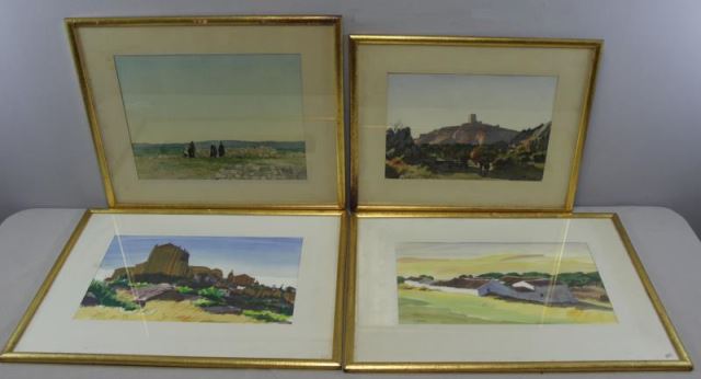 Appraisal: SARGENT Richard Ronda Spain Watercolors Landscape with figures - signed