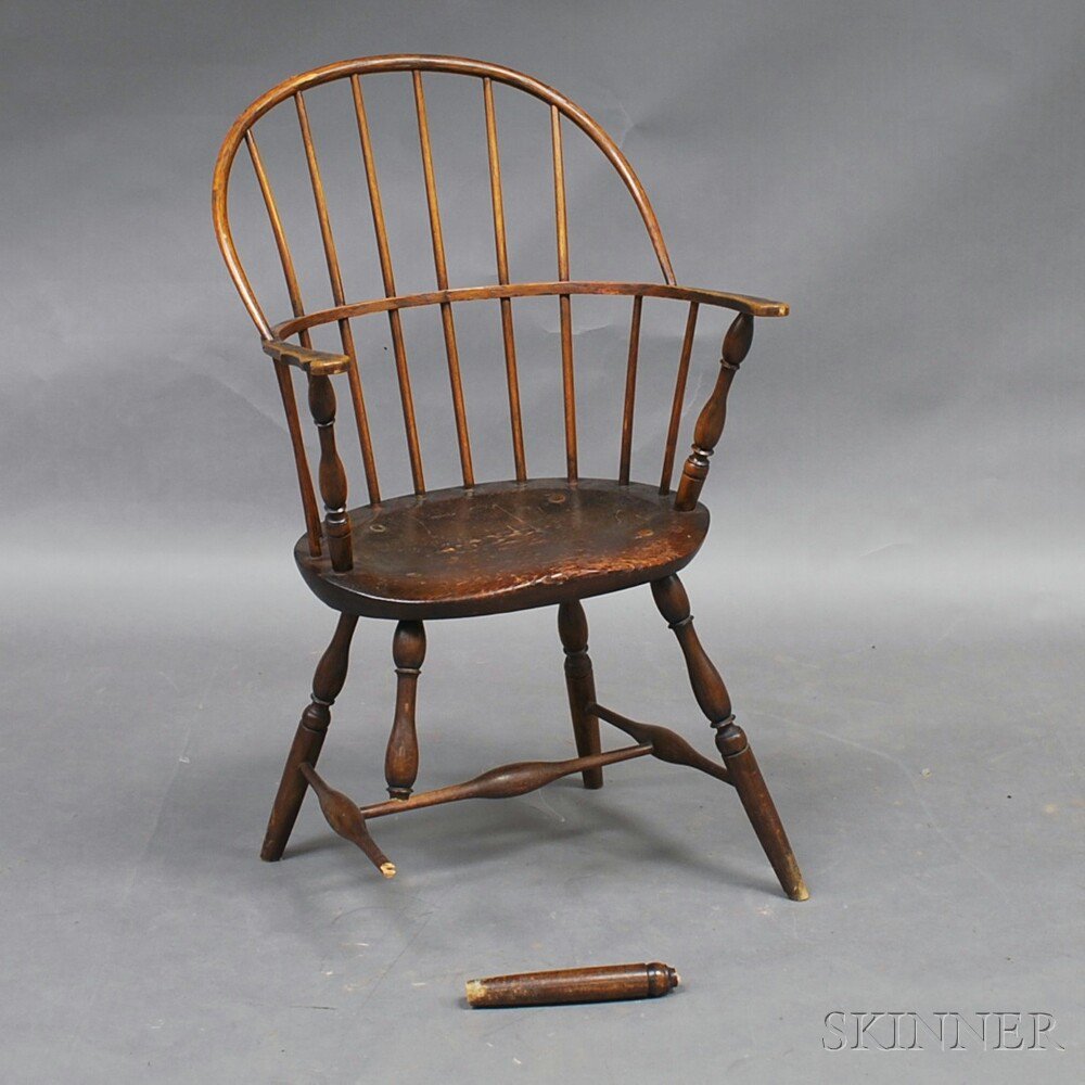 Appraisal: Windsor Sack-back Chair New England late th century with six