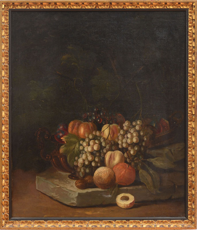 Appraisal: CONTINENTAL SCHOOL STILL LIFE WITH FRUIT Oil on canvas unsigned