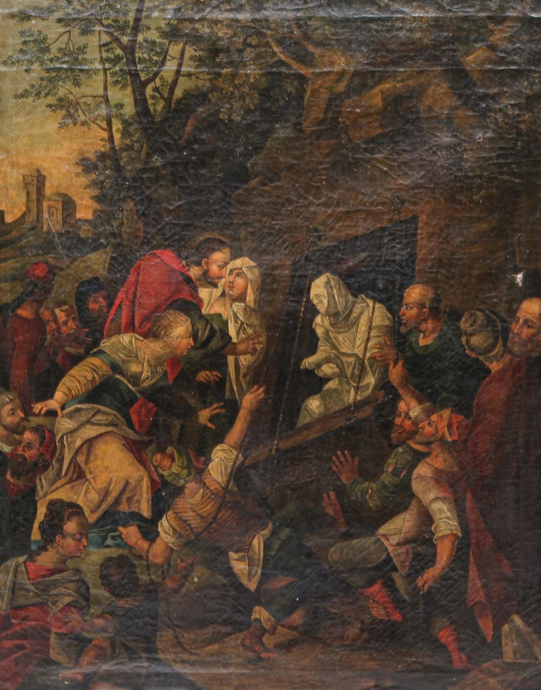 Appraisal: OLD MASTER STYLE PAINTING OF RAISING OF LAZARUS European school