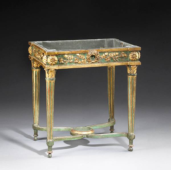 Appraisal: A Louis XVI style painted and parcel gilt jardini re