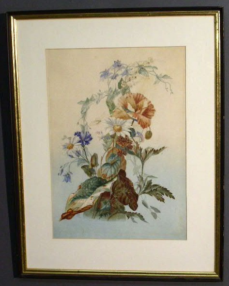 Appraisal: Watercolor painting of flowers initialed McA x