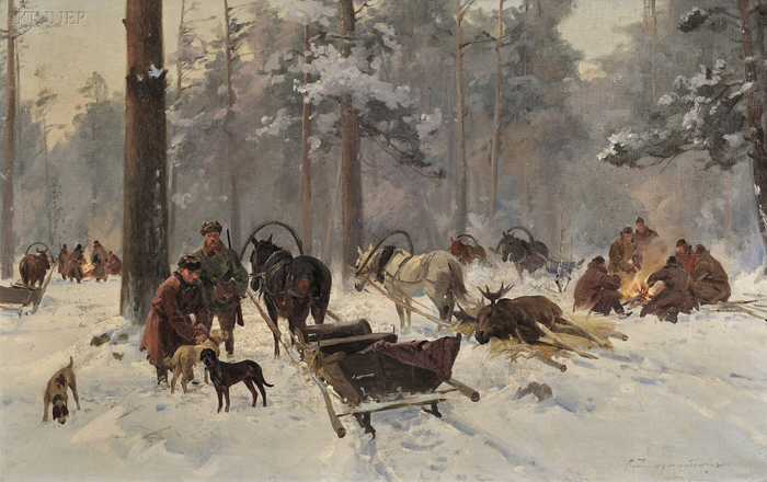 Appraisal: Czeslaw Wasilewski known as Ignacy Zygmuntowicz Polish -c Moose Hunters'