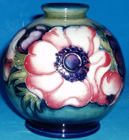 Appraisal: Globular Vase Decorated With Anemone on Blue and Green Height