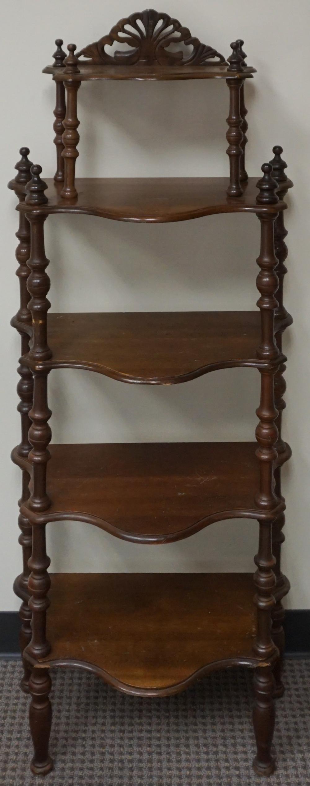 Appraisal: REGENCY STYLE MAHOGANY NARROW ETAGERE X X IN X X