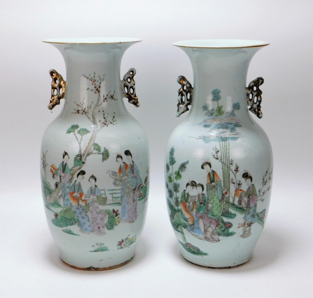 Appraisal: PC CHINESE REPUBLIC PERIOD HANDLED VASES China th CenturyIncludes a