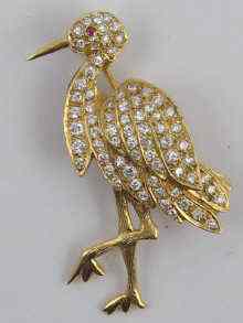 Appraisal: A hallmarked ct gold diamond set brooch in the form