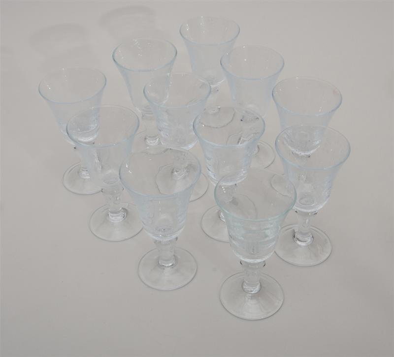 Appraisal: SET OF ELEVEN MEXICAN GLASS WINE GOBLETS x in diam