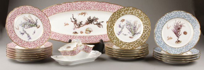 Appraisal: Lot of Service includes serving platter plates and one basket