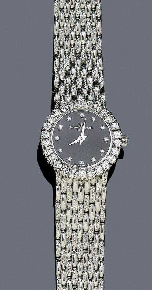 Appraisal: DIAMOND LADY'S WRISTWATCH BAUME MERCIER s White gold g Ref