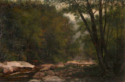 Appraisal: Summer landscape Stream Forest Hetzel George American - Oil on