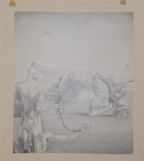 Appraisal: Federico Castellon Pencil on heavy paper Surreal study The Relation