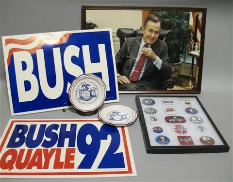 Appraisal: GEORGE H W BUSH POLITICAL MEMORABILIA Including framed photograph display