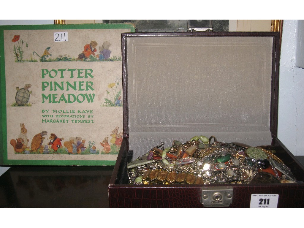 Appraisal: Lot comprising box of costume jewellery and a children's book