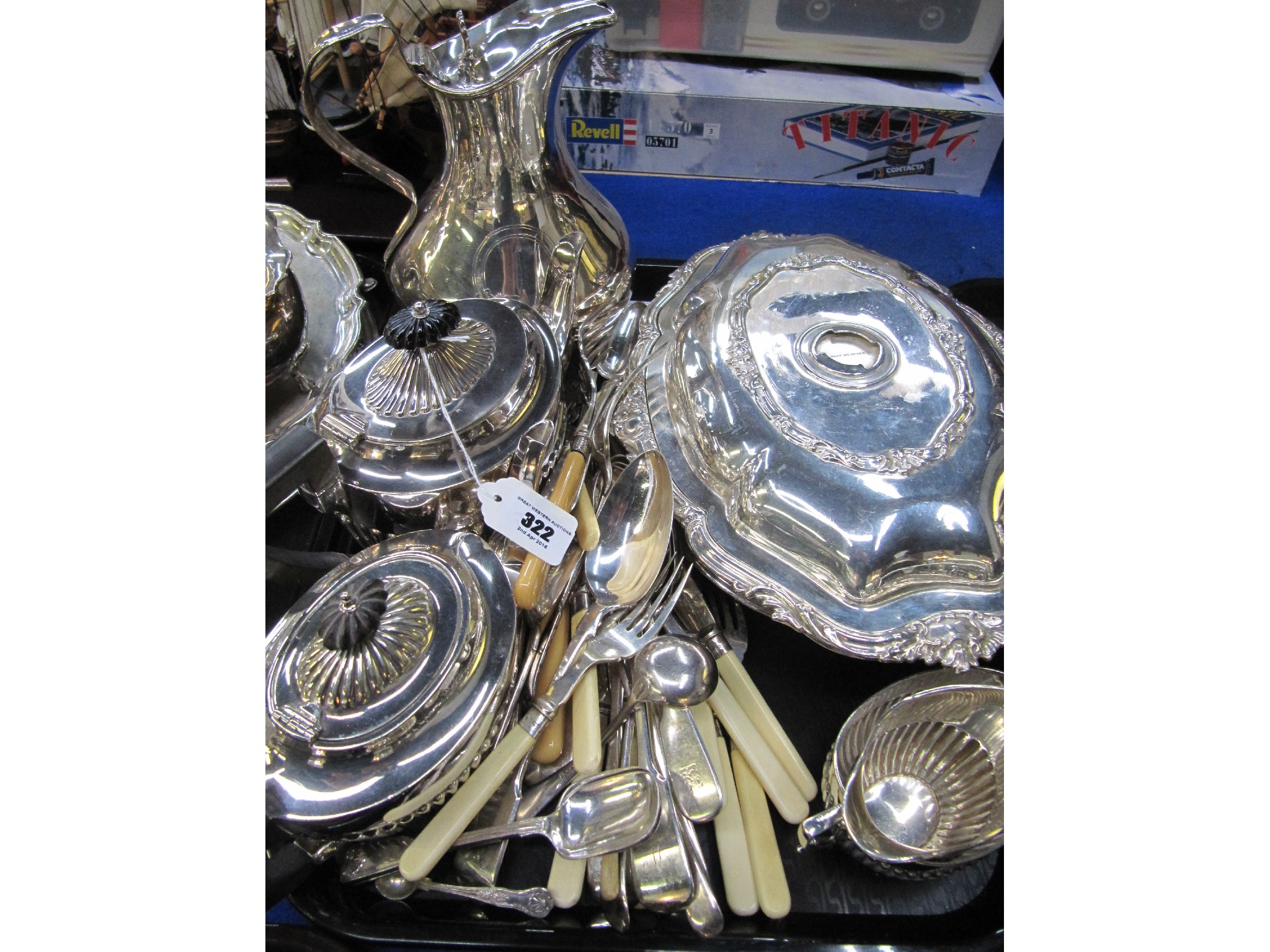 Appraisal: A tray lot of EP - water jug teapots entree