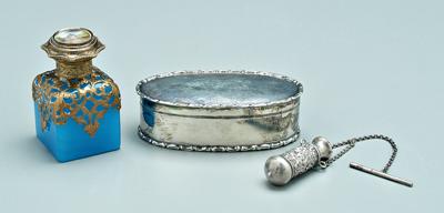 Appraisal: Silver box vinaigrette perfume English silver oval box with scrolled