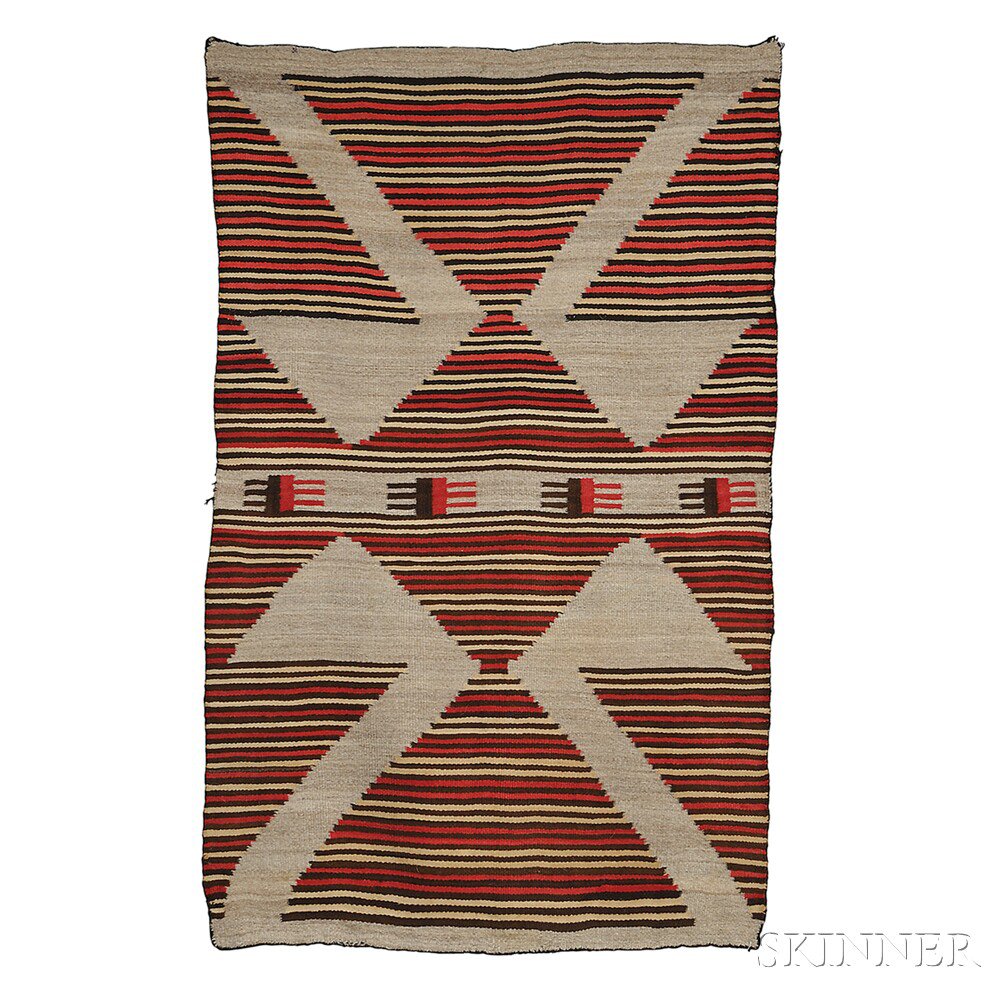 Appraisal: Navajo Transitional Weaving loosely woven in natural and synthetic dyed