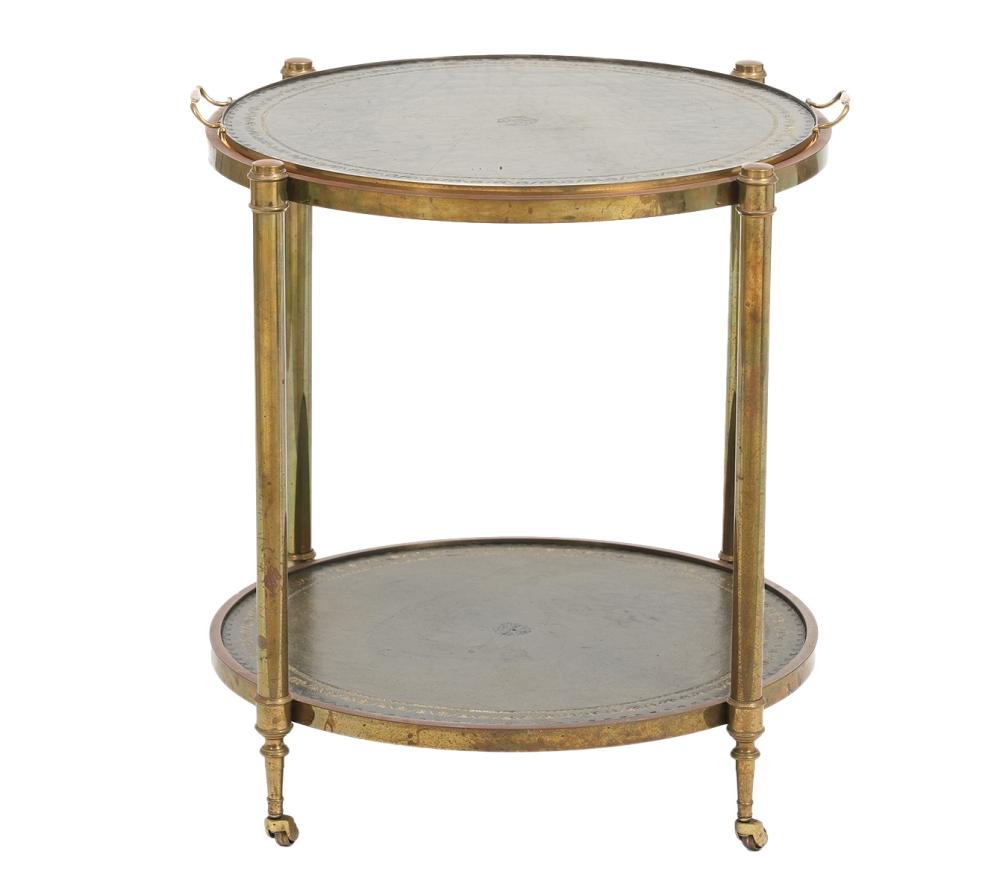 Appraisal: MAISON JANSEN STYLE TIERED TROLLEY TABLEMaison Jansen style tiered circular