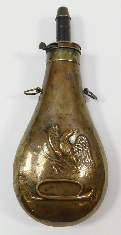 Appraisal: Dingee Bugle Eagle Powder Flask C Brass flask with brass