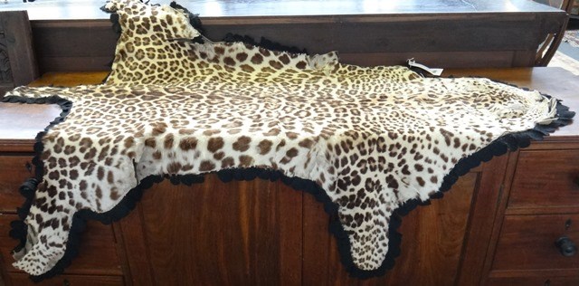 Appraisal: A leopard skin early th century with felt and linen