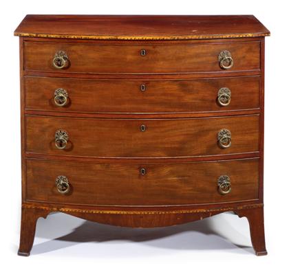 Appraisal: Federal inlaid mahogany bow front chest of drawersin the manner