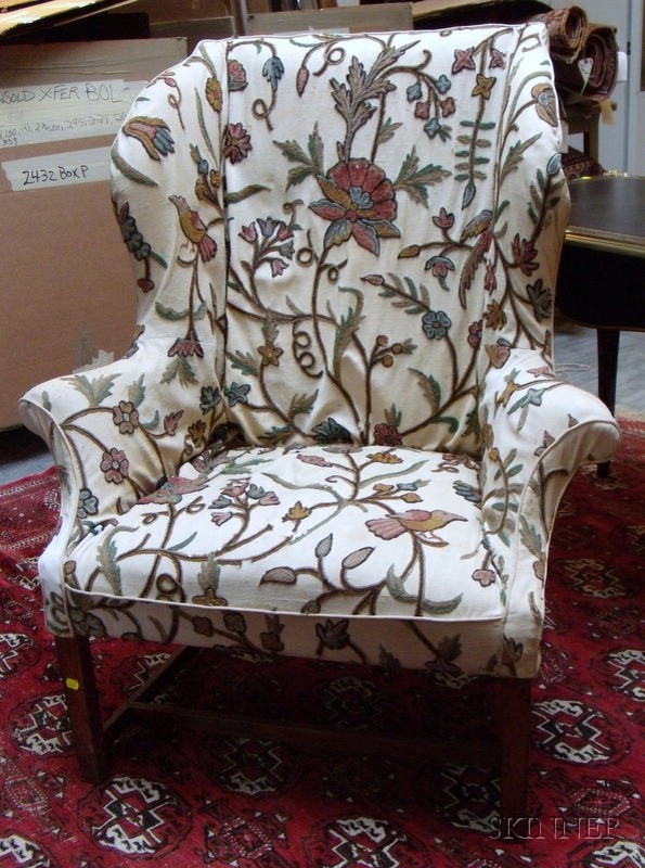 Appraisal: Chippendale-style Crewel-work Upholstered Mahogany Easy Chair