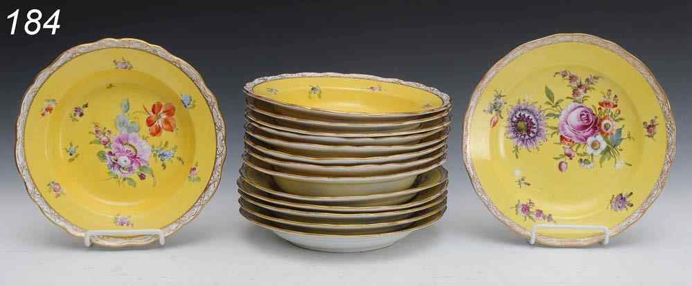 Appraisal: Group of Meissen Dinnerware floral painted on a yellow ground