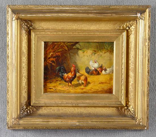 Appraisal: Arthur Fitzwilliam Tait American - Oil on Board Barnyard with