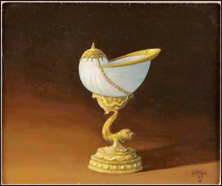 Appraisal: J J MILAM TH CENTURY NAUTILUS CUP Oil on masonite