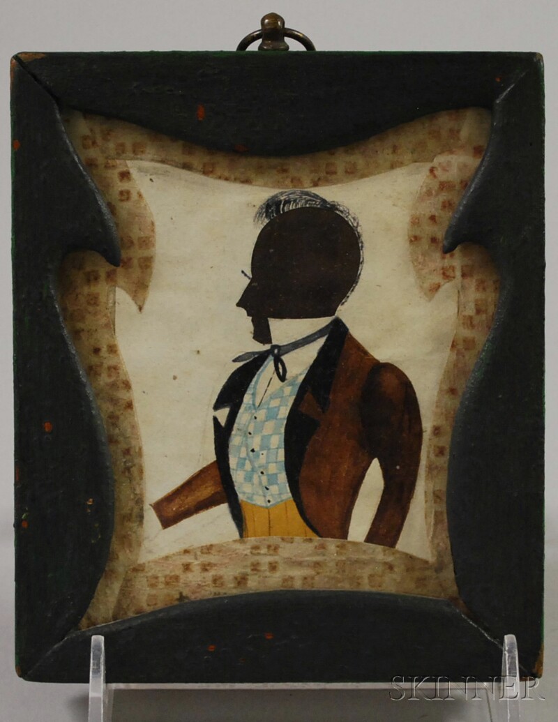 Appraisal: Silhouette Profile Portrait of a Gentleman hollow-cut head with polychrome-painted