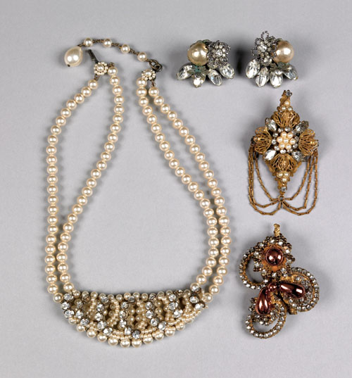 Appraisal: Rhinestone jewelry to include vintage Haskell pins Hobe necklace and