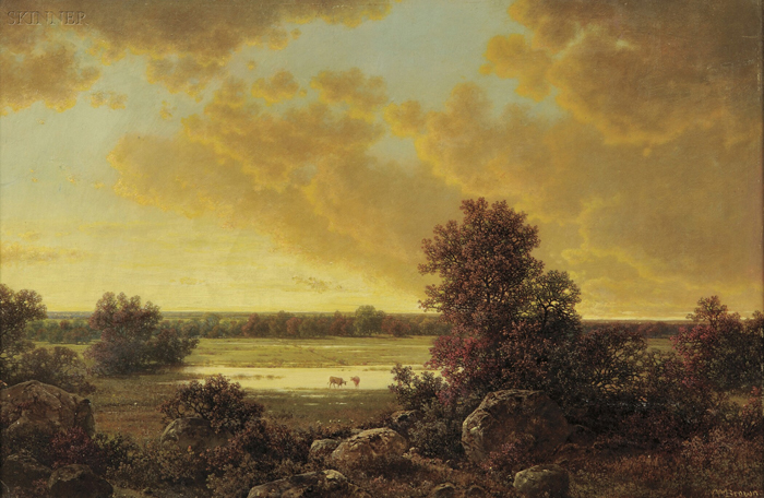 Appraisal: William Mason Brown American - Sunset Over the Marsh Lands