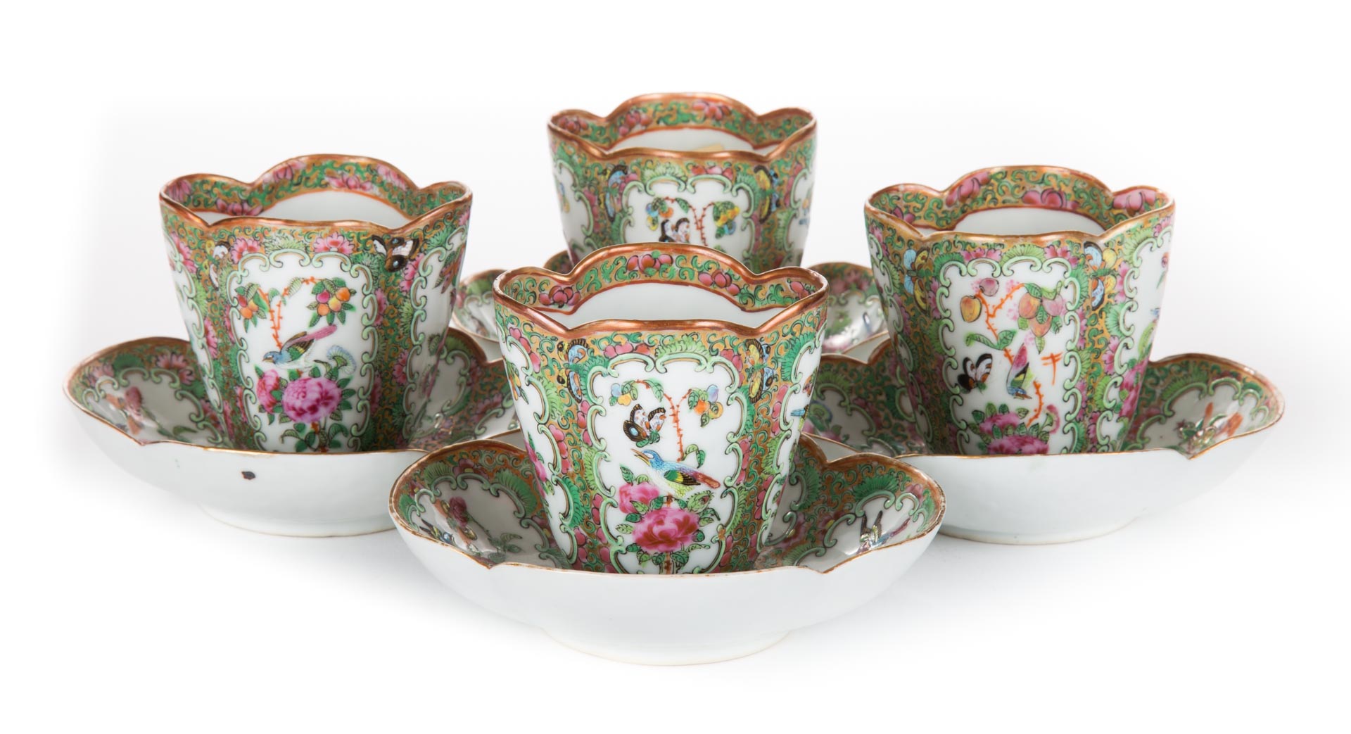 Appraisal: Chinese Export Augustus Rex cups saucers circa rare and important