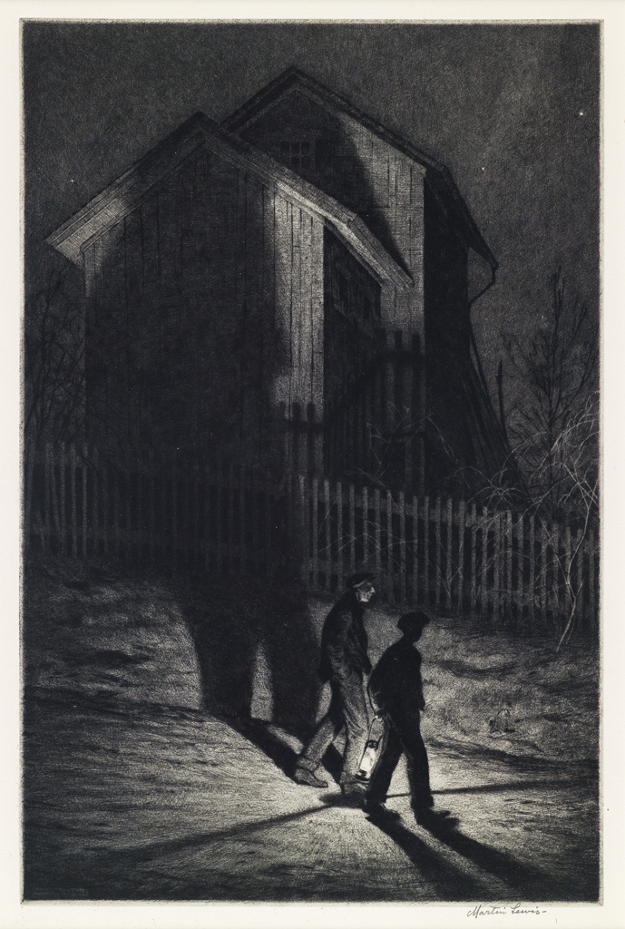 Appraisal: MARTIN LEWIS Ha'nted Drypoint and sand ground printed in black