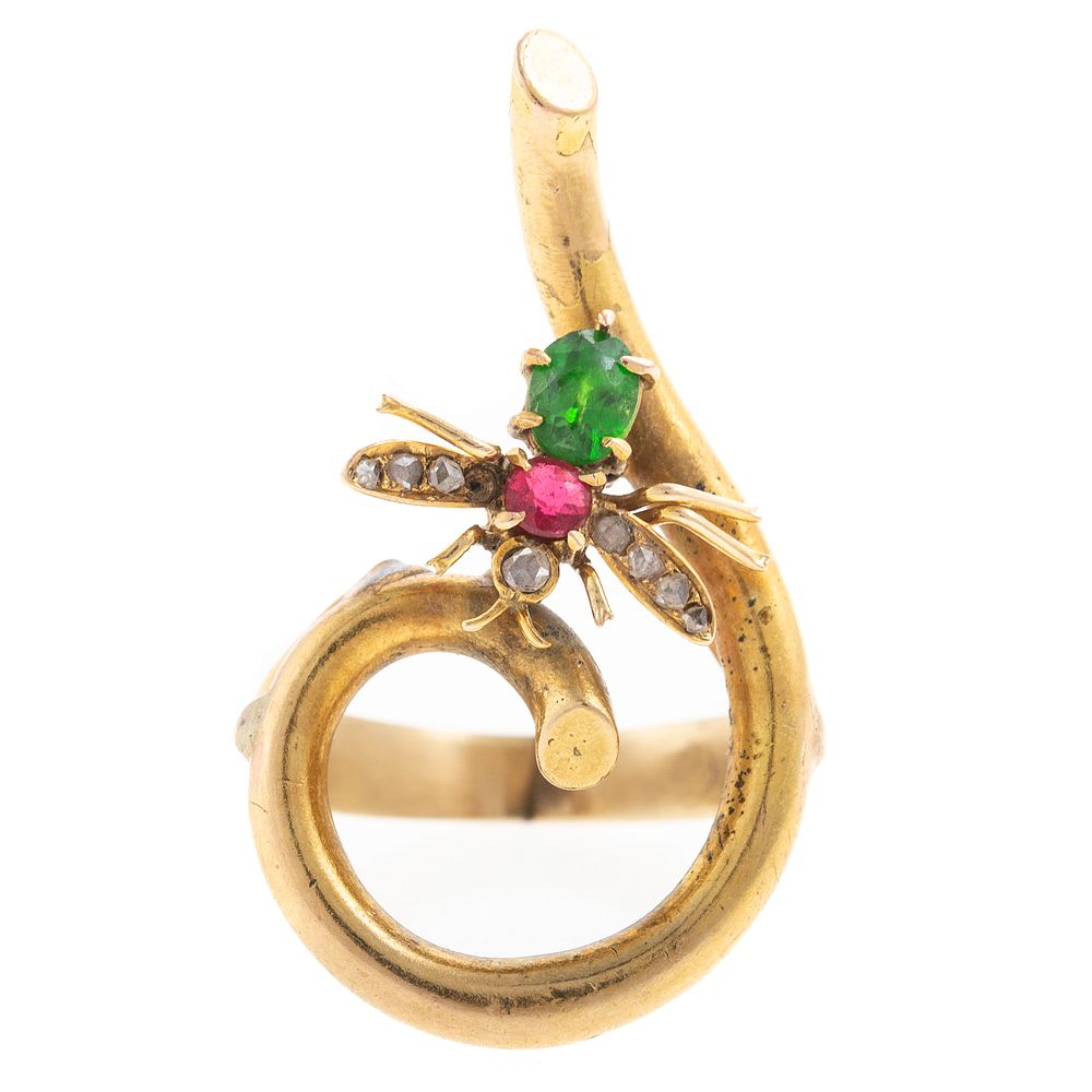 Appraisal: A Whimsical Insect Ring with Gemstones in K K yellow