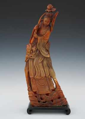 Appraisal: A Carved Horn Quan Yin Chinese Late Qing Kuan Yin